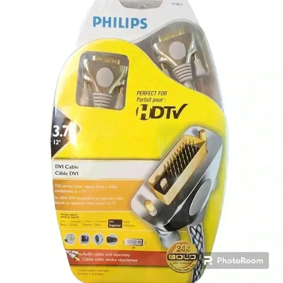 Philips Other - Philips 3.7m 12 ft DVI Cable for HDTV with 24k gold plated connectors